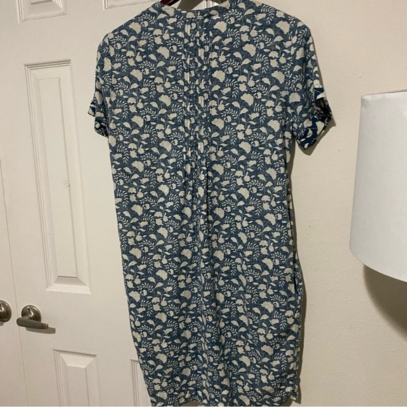 Faherty Gemina Dress Washed Floral Linen Pintuck Mini Pockets Short Sleeves S - Picture 11 of 15